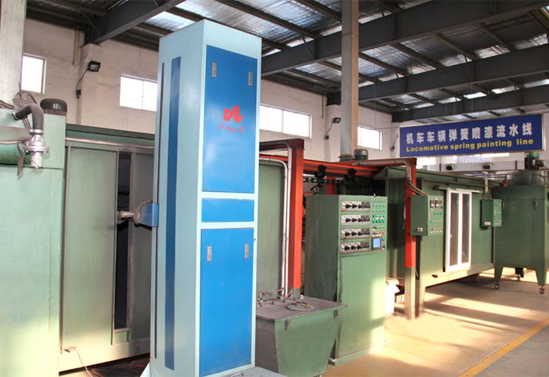Rolling stock spring spraying production line